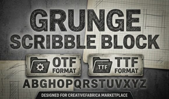 Grunge Scribble Block: A Raw, Hand-Drawn Display Font for Bold Maker Projects